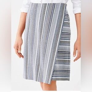 J. Jill Medium M Blue Breeze Mountain Faux Wrap Stretch Ponte Knit Pencil Skirt